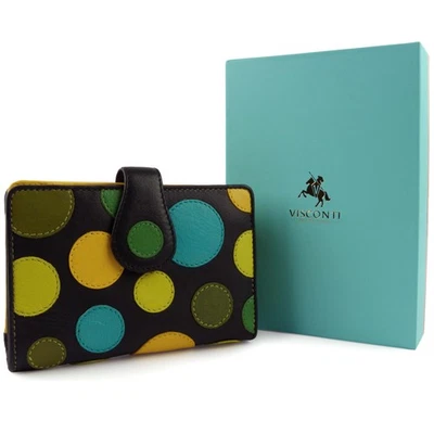 Cartera monedero de cuero a lunares para damas de Visconti regalo diseño manchado en caja Foto 1 de 2