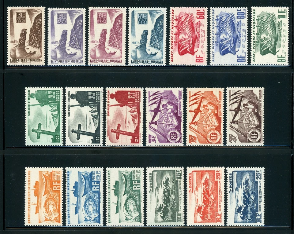 ST. PIERRE & MIQUELON SPM MLH Selections: Scott #324-342 COMPLETE 1947 CV$55+ - Image 1 of 1