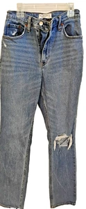 Jeans Abercrombie taglia 27/4 slim stretto curvo hi-rise thrashed grunge anni 90 Cobain - Foto 1 di 21