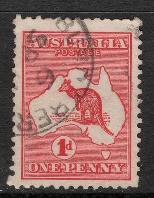 AUSTRALIA 1913-14 1d RED KANGAROO (DIE II) 1st WMK USED SG.2d P.12** - Image 1 of 3