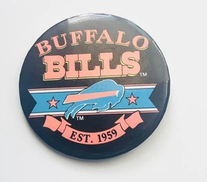 Vintage 1980's Pin Back Button Buffalo Bills NFL EST 1959 Charging Buffalo - Picture 1 of 2