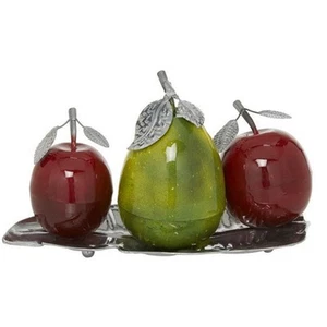 Urban Designs Delhi Glazed Metal Artificial Fruit Centerpiece Decor - Green Red - Picture 1 of 3