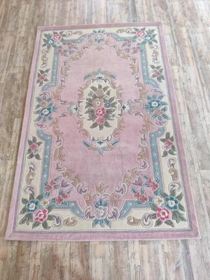 Pink Wool Tufted Area Rug, Floral Chinese Area Rug,  for living room office etc. - Image 1 of 3