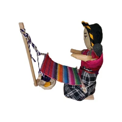 Muñeca Hecha a Mano Tejedora Guatemalteca Madre Con Bebé Decoración Ecléctica Viejo Mundo Foto 1 de 4