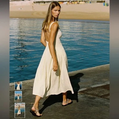 Vestido midi sin mangas con textura ZARA - NUEVO CON ETIQUETAS - Talla pequeña Foto 1 de 4