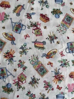 Garden Fabric Joan Kessler Concord Fabrics Spring Time Garden Tools - Image 1 of 4