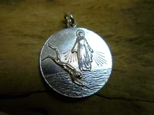 Vintage Scuba Diving Catholic Virgin Mary Protection Medal - Picture 1 of 4