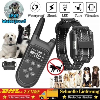 MARKENLOS 800M Hund Ausbildung Stromschlag Erziehungshalsband Hunde Vibration Schock 4MODI