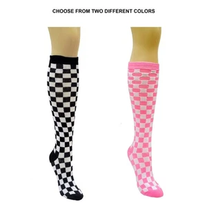 Checkered Pattern Knee High Socks (Adult Medium - Women's Shoe Sizes 5-10) - Picture 1 of 8