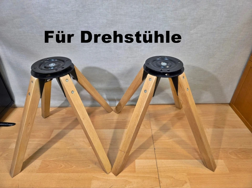 1 von 2 Stück Stuhlgestelle für Drehstuhl Holzbeine Metalleinlage - Bild 1 von 4