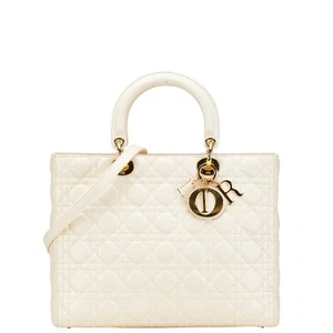 Dior Lady Dior Cannage Large Handbag Shoulder Bag 2WAY Women 【Used】 - Picture 1 of 16