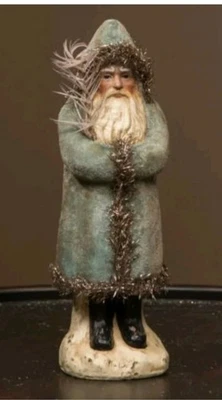 Ragon House Belsnickle Soft Blue Velvet Santa 8" PRIMITIVE HOLIDAY SANTA CLAUS - Image 1 of 4