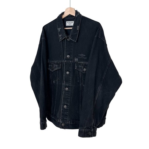 Balenciaga 3B Icon giacca denim camionista giapponese oversize nero 704298 TBP47