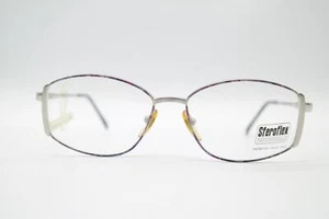 Vintage Sferoflex S421 Silber Violett Blau Eckig Brille Brillengestell NOS - Picture 1 of 6