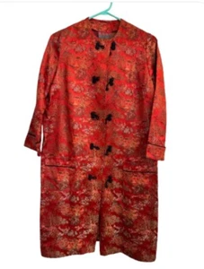 Vintage 1960’s Silk Chinese Brocade Robe - Sz L - Picture 1 of 9