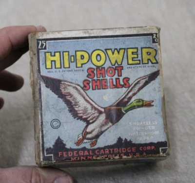Caja de munición vacía Federal Hi Power Shot Shell 20 Ga de colección RARA dos PIEZAS Foto 1 de 4