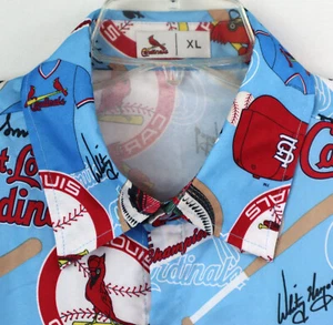 St Louis Cardinals ~ Camp Shirt Men's XL by Shane Co. All Over Print Logos - Picture 1 of 5
