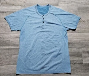Lululemon Metal Vent Tech Henley SS Shirt Blue Mens Medium - Picture 1 of 8