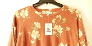 NWT Women's Moondance Pink Floral Print Pullover Blouse Large - Picture 1 of 4