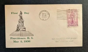 1936 Rhode Island Tercentenary FDC 777 60 Cover to East Orange New Jersey - Picture 1 of 2