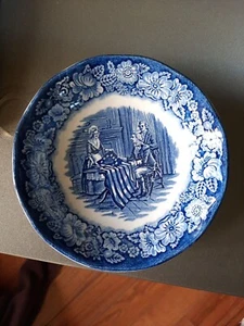 Vintage Liberty Blue Historic Colonial Scenes Betsy Ross Bowl 5" - Picture 1 of 4