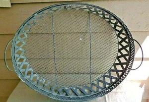 Rustic Vintage Tray Large Oval Metal With Handles Distressed Farmhouse Country  - Picture 1 of 10