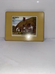 Set 5 tovagliette vintage inglesi Pimpernel "English Cottages" schienali in sughero 9x12 - Foto 1 di 16