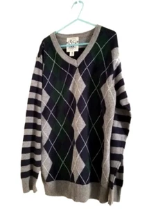 PLC Boys Pullover Sweater Children V-Neck Knit Argyle School Uniform Size 7-8Y - Picture 1 of 2