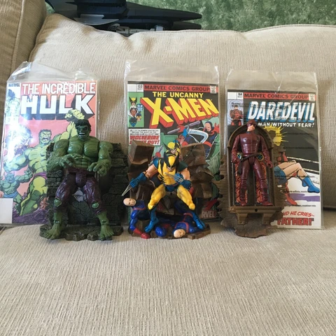 Marvel Legends Lot 2002 3 Complete With Comics Hulk Daredevil Wolverine See Pics Cover