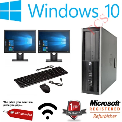 Cheap HP Office PC Quad Core i5 i7 RAM  Windows 10 HDD SSD Desktop Dual Monitor - Image 1 of 4