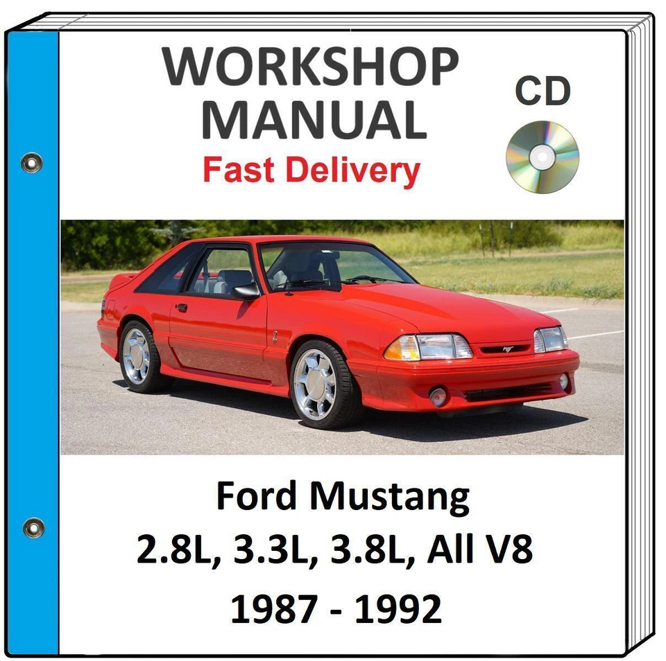FORD MUSTANG 1987 1988 1989 1990 1991 1992 SERVICE REPAIR WORKSHOP MANUAL ON CD - Image 1 of 1