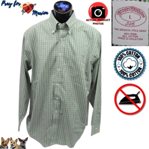 Brooks Brothers 346 L Green Check Non-Iron Oxford Button-Down Collar Sport Shirt - Picture 1 of 8