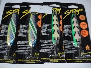 4 - MICHIGAN STINGER SPOONS (MIXED COLORS) NIP LOT B ALL SILVER PLATED - Picture 1 of 1