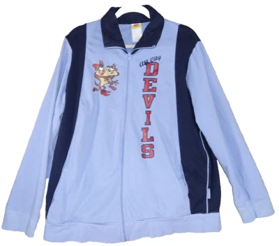 复古 Looney Tunes 全拉链毛衣女式 XXL 2X 塔斯马尼亚魔鬼 90 年代蓝色 — 第 1/4 张图片