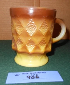 ANCHOR HOCKING FIRE KING Glass KIMBERLY Coffee Mug Brown Yellow FADE Vintage - Picture 1 of 6
