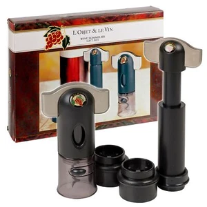 Set of 2 Wine Bottle Opener Corkscrew With Foil Cutter Airtight Pump & Stopper - Picture 1 of 5