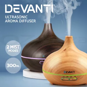 Devanti Aromatherapy Diffuser Aroma Essential Oil Air Humidifier Wood Grain - Picture 1 of 33
