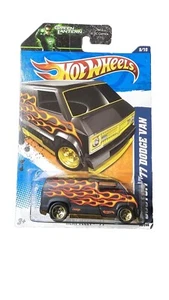 Hot Wheels HEAT FLEET '11 ~ CUSTOM '77 DODGE VAN Black w/ Flames 96/244 🔥💣 - Picture 1 of 12