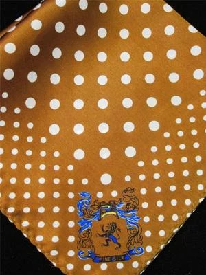 Nuevo 14" 100% Seda Bolsillo Cuadrado Churchill Marrón Polka-M5 Foto 1 de 3