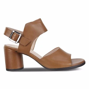 New Box ECCO Shape Block Heel Slingback Sandal Camel Brown Buckle Sz 41 /10-10.5 - Picture 1 of 8