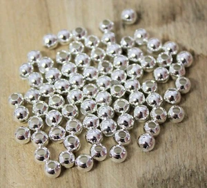 100 Beads - 6mm Round Silver Plated Metal Spacer Beads - Picture 1 of 1