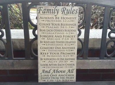 Valentines Gift, Scripture Family Rules Canvas, Bible Verse, Personalized FREE - Image 1 of 4