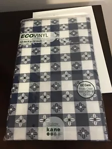 BRAND NEW KANE HOME ECO VINYL TABLECLOTH, BLUE CHECK 52 X 70 OBLONG - Picture 1 of 10