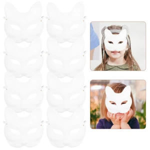 10 Pcs Di Polpa Dipinte Mano Opera Maschera Volpe Cosplay Fai Da - Photo 1/12