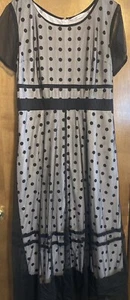eShakti Black/White Polka Dot Women’s Maxi Dress Sz XL (18) Sheer Layer. Pockets - Picture 1 of 9
