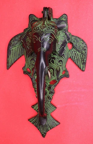 Elephant Shape Victorian Style Doorbell Handmade Solid Brass Ganesh Door Knocker Cover