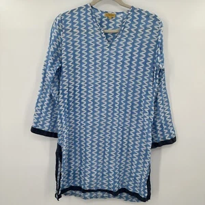 Roberta Roller Rabbit Long Sleeve Blue White Zig Zag Stripe Size Small - Picture 1 of 5