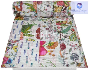 Vintage Patchwork Kantha Quilt Blanket Indian Bedspread Coverlet Throw Art - Picture 1 of 5