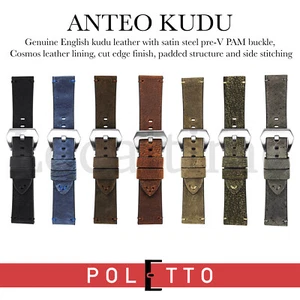 ANTEO Premium Kudu Antelope Leather Watch Strap Pre-V by CINTURINI POLETTO Italy - Picture 1 of 10