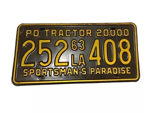 Placa de matrícula 1963 Louisiana PO tractor Sportsman's Paradise etiqueta de propiedad privada - Imagen 1 de 21